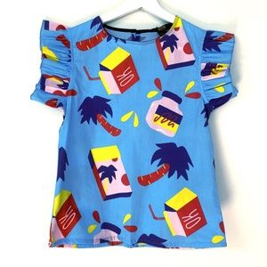 NOO WORKS Cheetah Ruffle Shirt